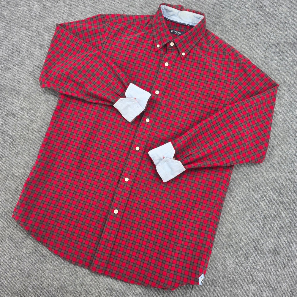 Cremieux Classics Mens Medium Red Charcoal Buffalo Check Button Down Shirt